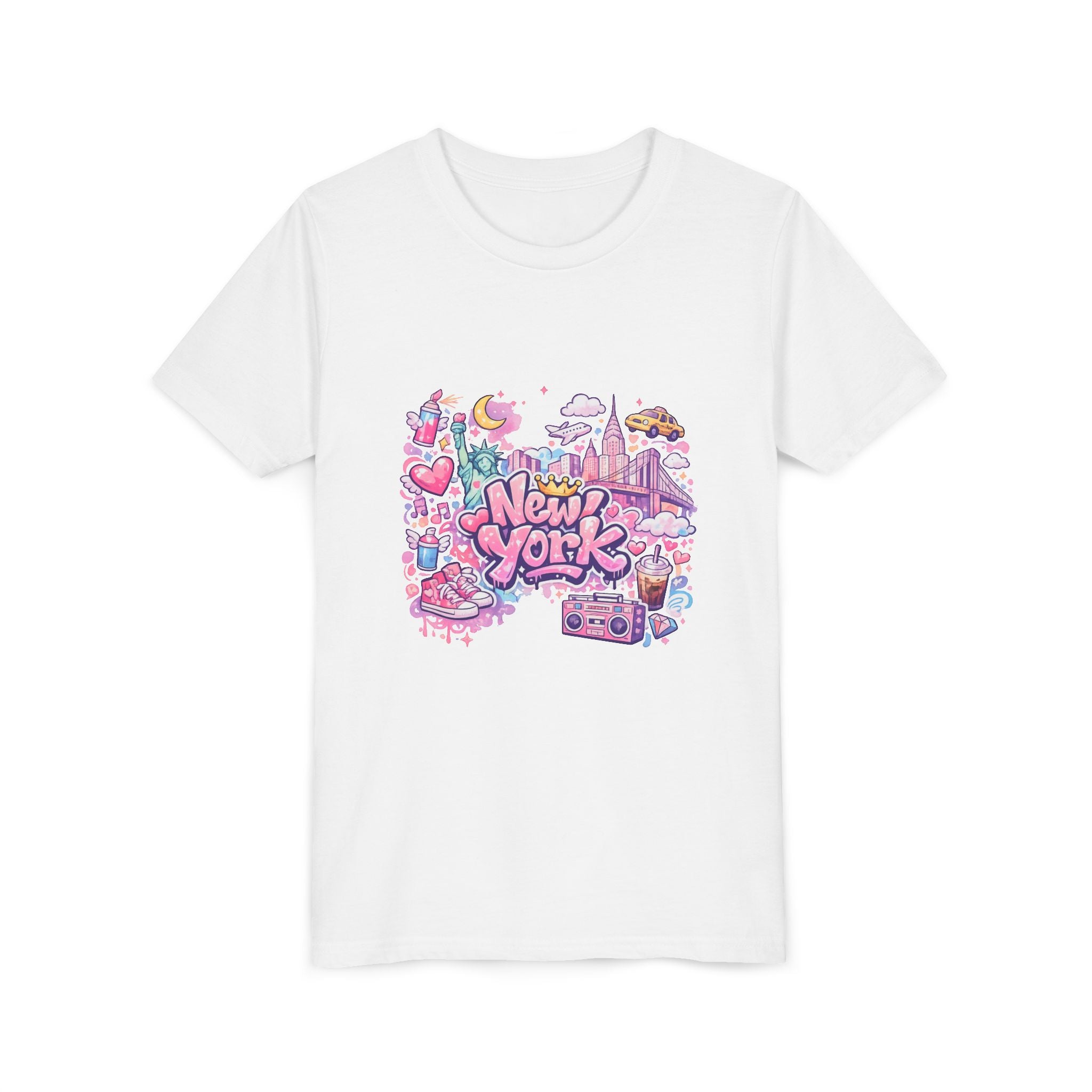 T-shirt fille New York – Graffiti pastel | AnG