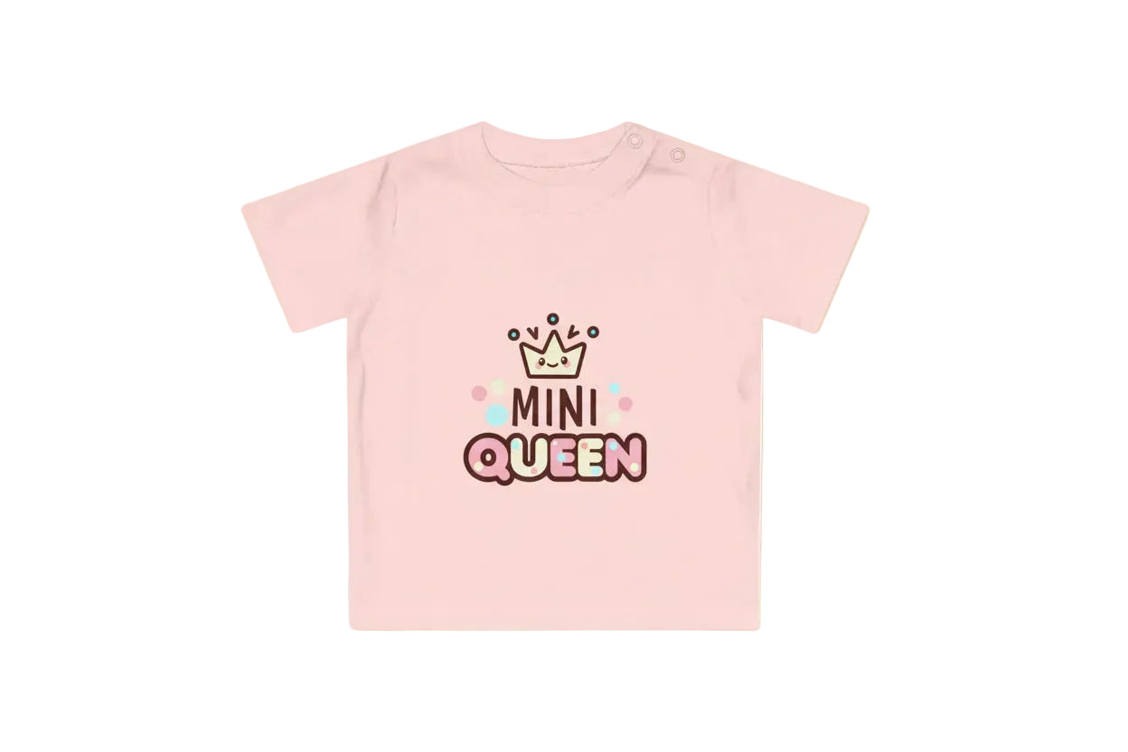 T-shirt Bébé “Mini Queen” – Coton Doux – Cadeau Naissance Original