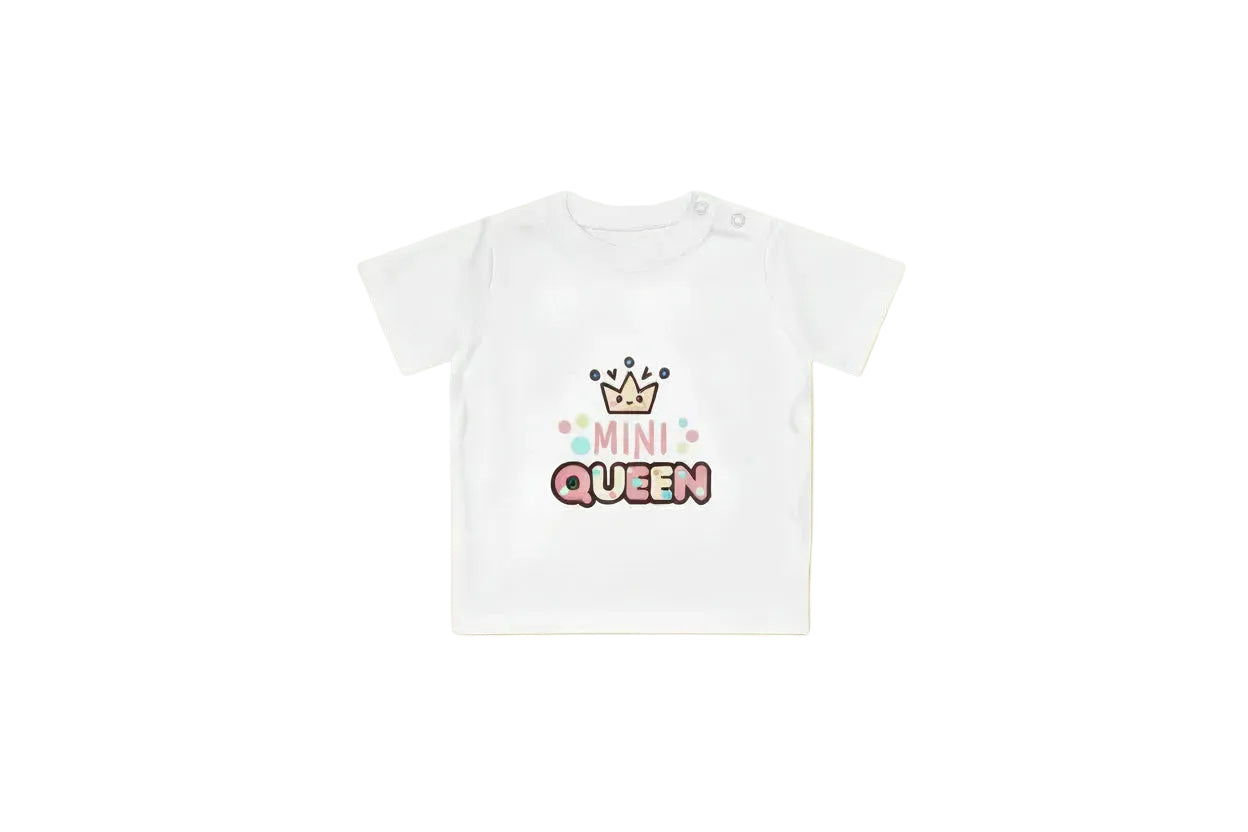 T-shirt Bébé “Mini Queen” – Coton Doux – Cadeau Naissance Original